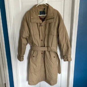 Vintage Town & Country Down Coat with Belt and Wide Collar
